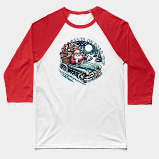 Christmas Santa Road Trip Baseball T-Shirt